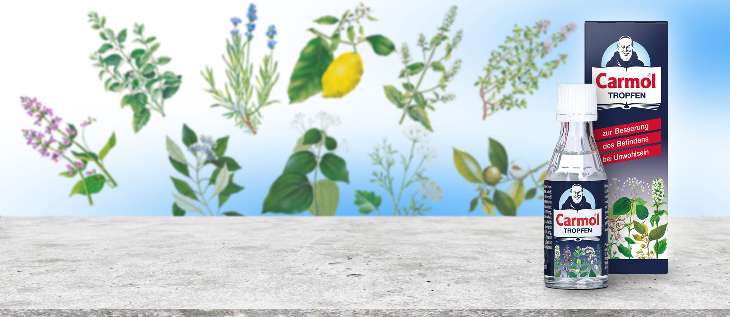 Carmol, Tropfen, Äußerlich, Carmol Tropfen, Homöopathie,              Schuck GmbH, Carmol Tropfen, Carmol Pastillen, Apotheke, Heilpflanzen, Schulter und Nackengel, Muskelcreme, Heilpraktiker
